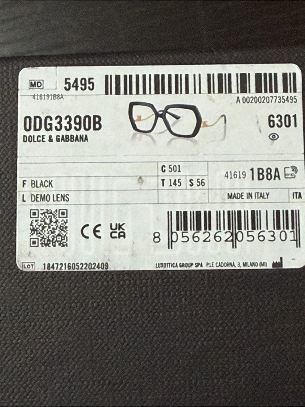 Dolce & Gabbana Black Square Sunglasses with Gold Logo Temples